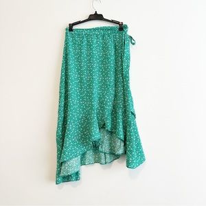 Showpo | Ava Green and White Floral Wrap Skirt Sz M